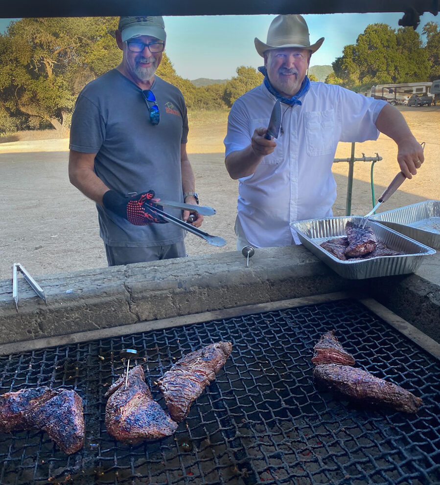 Barbequed sirloins could be the best part of camping.