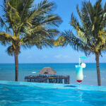 Cocktails at the pool with an ocean breeze